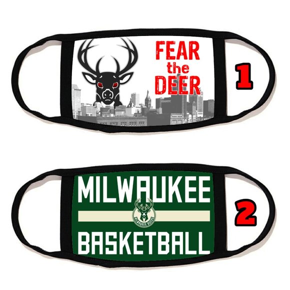 2 PACKS Milwaukee Bucks face mask face cover
